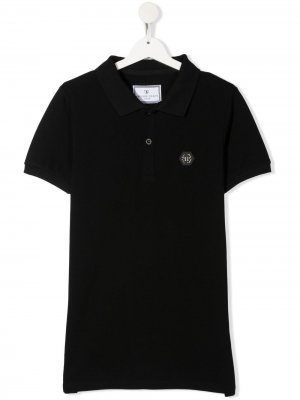 Рубашка поло с логотипом Philipp Plein Junior. Цвет: черный