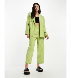 Зеленые зауженные брюки с отворотами ASOS DESIGN