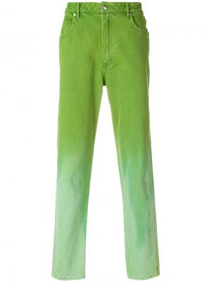 Прямые брюки с выцветшим эффектом Eckhaus Latta. Цвет: зелёный