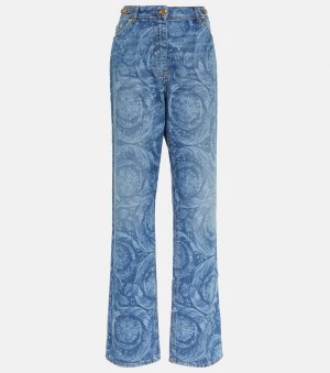 Прямые джинсы barocco с завышенной талией , синий Versace