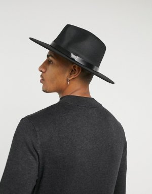 Черная шляпа-федора с окантовкой и цепочкой SVNX-Черный 7X