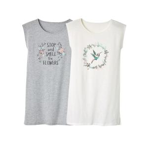 2 ночные сорочки La Redoute Collections. Цвет: белый + серый меланж