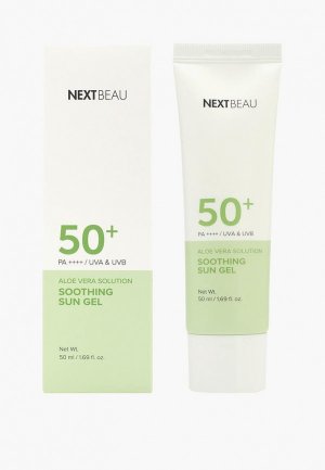 Гель солнцезащитный Nextbeau Успокаивающий с экстрактом алоэ SPF 50+/PA++++, 50 мл. Цвет: белый