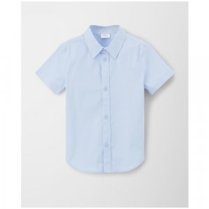 Школьная рубашка , на пуговицах, короткий рукав, без карманов, однотонная, размер 104/110, голубой s.Oliver. Цвет: голубой/blue