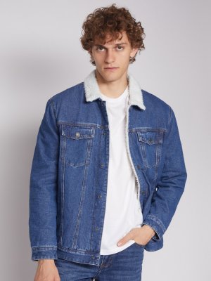 Утепленная джинсовая куртка zolla. Цвет: голубой