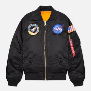 Женская куртка бомбер MA-1 NASA Alpha Industries. Цвет: чёрный