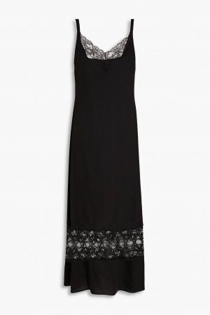 Платье миди из крепа с кружевными вставками и лиоцеллом BOUTIQUE MOSCHINO, черный Moschino