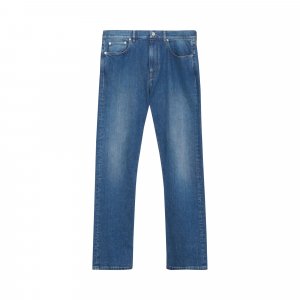 Прямые джинсы с нашивкой-логотипом Monogram, темно-синий Burberry