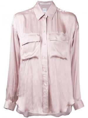 Рубашка с карманами клапанами Cityshop. Цвет: розовый и фиолетовый