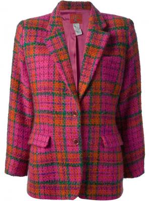 Пиджак в шотландку Jungle Kenzo Vintage. Цвет: розовый и фиолетовый