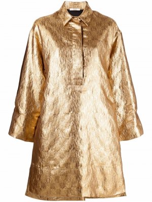 Платье-рубашка с эффектом металлик Odeeh. Цвет: золотистый