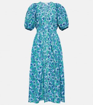 Платье миди Reine из хлопка с цветочным принтом POUPETTE ST BARTH, разноцветный Barth