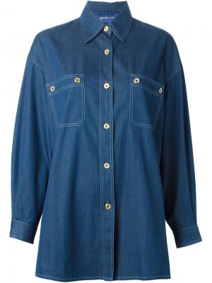 Джинсовая рубашка свободного кроя Guy Laroche Vintage. Цвет: синий