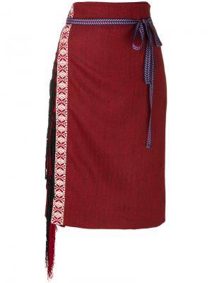 Длинная юбка с бахромой Miahatami. Цвет: красный