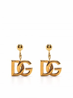 Interlocking logo drop earrings Dolce & Gabbana. Цвет: золотистый