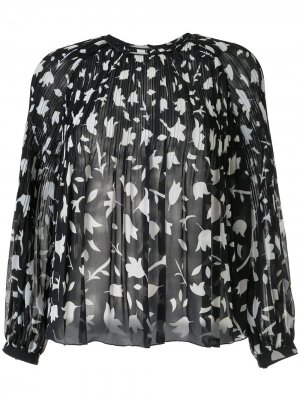Шифоновая блузка с цветочным принтом Tomorrowland. Цвет: синий