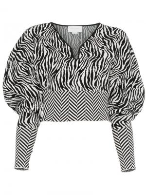 Укороченный свитер с зебровым принтом Esteban Cortazar. Цвет: белый