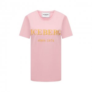 Хлопковая футболка Iceberg. Цвет: розовый