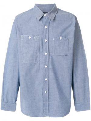 Асимметричная рубашка с нагрудным карманом Engineered Garments. Цвет: синий