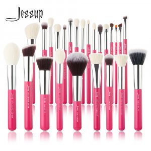 Набор профессиональных кистей для макияжа, 25 шт (Rose - Сarmin / Silver) Jessup