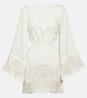 Мини-платье из льна и хлопка с вышивкой , белый Johanna Ortiz