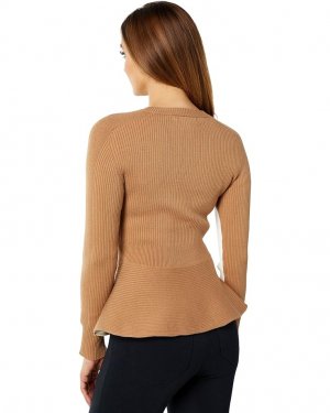 Свитер Color-Block Peplum Sweater, цвет Gardenia Combo BCBGMAXAZRIA