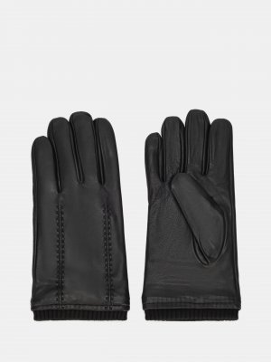 Кожаные перчатки Just Clothes. Цвет: черный