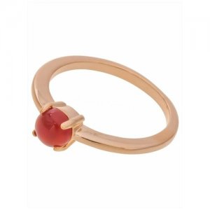 Кольцо помолвочное , агат, размер 18, бордовый Lotus Jewelry. Цвет: бордовый
