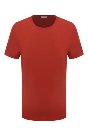 Хлопковая футболка Hanro. Цвет: красный