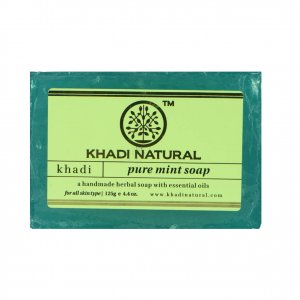 Натуральное мыло ручной работы с Ментолом: для проблемной кожи (125 г), Pure Mint Soap Hand made, Khadi Natural