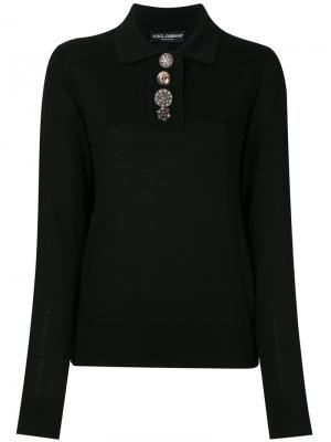 Рубашка-поло с длинными рукавами Dolce & Gabbana. Цвет: чёрный
