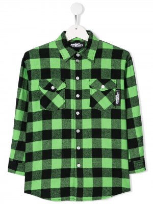 Клетчатая рубашка с логотипом Jeremy Scott Junior. Цвет: зеленый