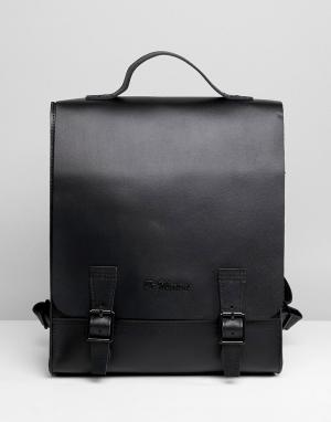 Прямоугольный рюкзак из зернистой кожи Dr Martens. Цвет: черный