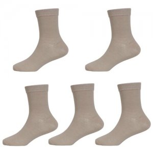 Комплект из 5 пар детских носков LORENZLine бежевые, размер 14-16. Цвет: бежевый