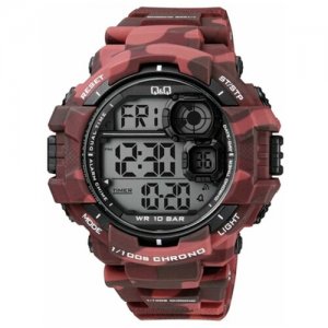 Наручные часы 7126, коралловый, красный Q&Q. Цвет: хаки/коралловый/красный