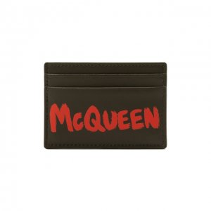 Кожаный футляр для кредитных карт Alexander McQueen. Цвет: хаки