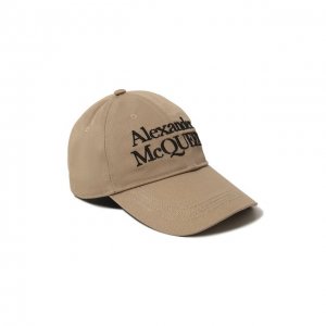 Хлопковая бейсболка Alexander McQueen. Цвет: бежевый