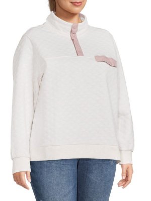 Пуловер плюс стеганый с длинными рукавами, белый/розовый Workshop