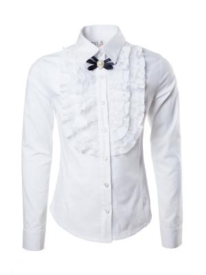 Блуза+брошь для девочки badi junior. Цвет: белый