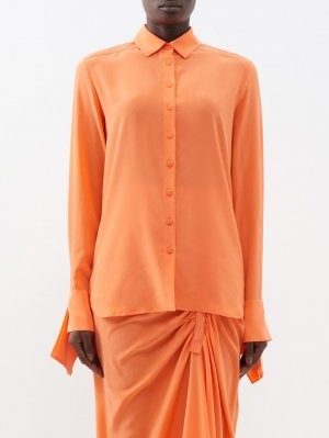 Шелковая рубашка с драпированными манжетами, оранжевый Christopher Esber