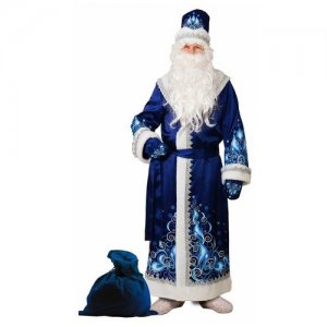 Костюм Деда Мороза сатиновый с аппликацией синий, размер 54-56, 5351-54-56 Батик