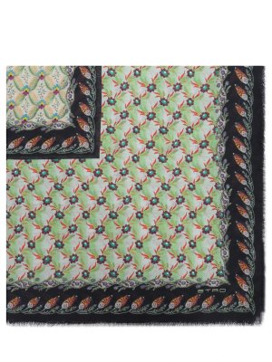 Платок-шаль из кашемира и шелка ETRO. Цвет: зеленый