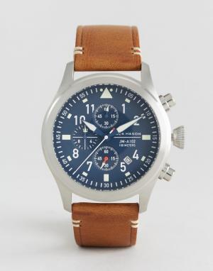 Часы-хронограф с коричневым кожаным ремешком Aviation 42 мм Jack Mason. Цвет: коричневый