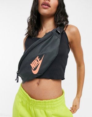 Серая с оранжевой отделкой сумка-кошелек на пояс и через плечо Heritage-Серый Nike