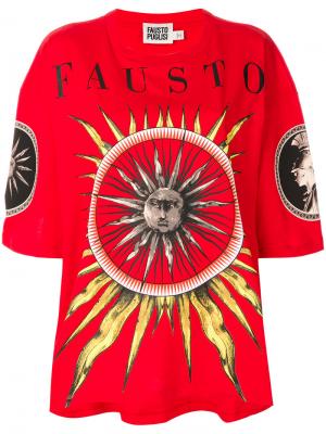 Embroidered oversized T-shirt Fausto Puglisi. Цвет: красный