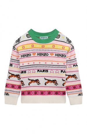 Хлопковый пуловер Kenzo. Цвет: разноцветный