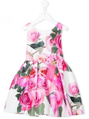 Вечернее платье с цветочным принтом David Charles Kids. Цвет: розовый