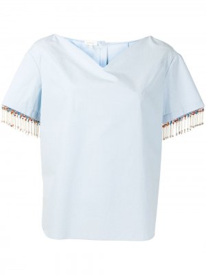 Рубашка с бахромой и вырезом в форме сердца Delpozo. Цвет: синий