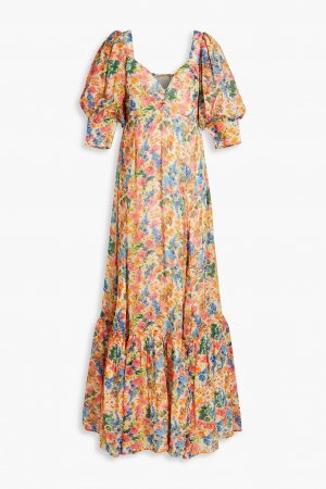 Платье макси из крепа с цветочным принтом и сборками BYTIMO, разноцветный byTiMo