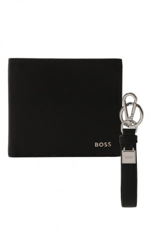 Комплект из портмоне и брелока BOSS. Цвет: чёрный